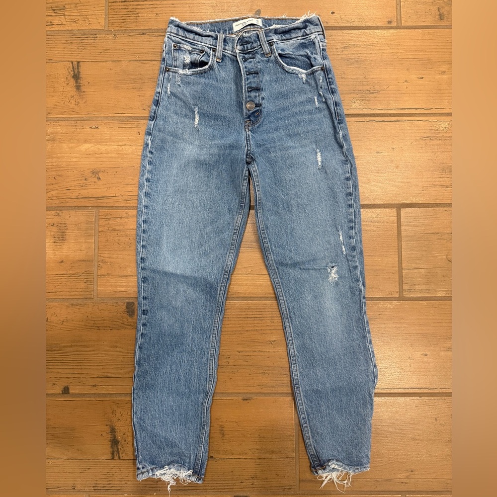 Abercrombie & Fitch Distressed Light Blue High-Rise Jeans